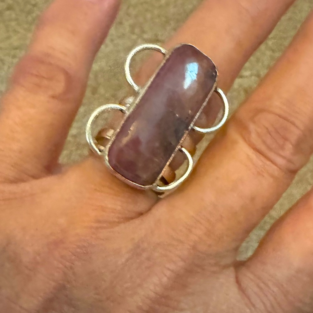 Handmade Genuine Rhodochrosite silver  with Brown Stone